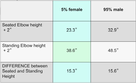 Seated elbow height anthropometry